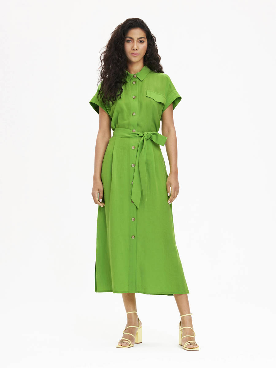 Belted linen dress