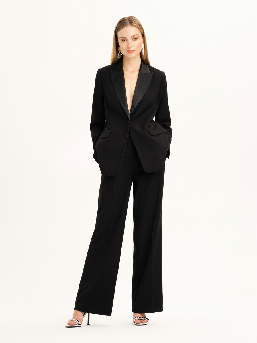 Suit with satin lapels